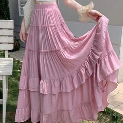 tiered ruffle hem flowy maxi skirt