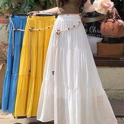 boho cotton linen slimming midi skirt