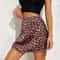 Pink Leopard Satin Punk Mini Skirt 0