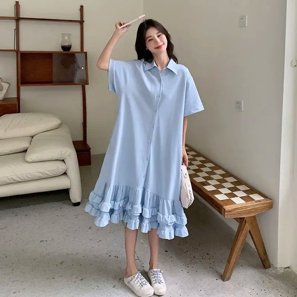 French Sweet Loose Maternity Summer Dress 1