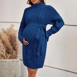 high neck knitted maternity photoshoot sweater dress