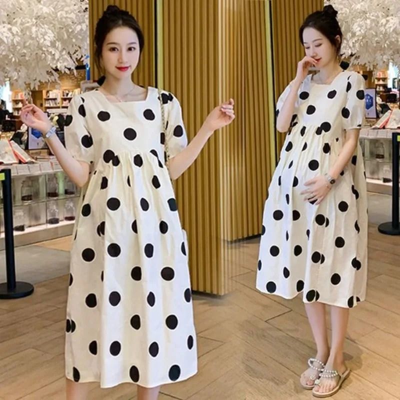 Fresh Dotty Summer Maternity Fashion Dress 1