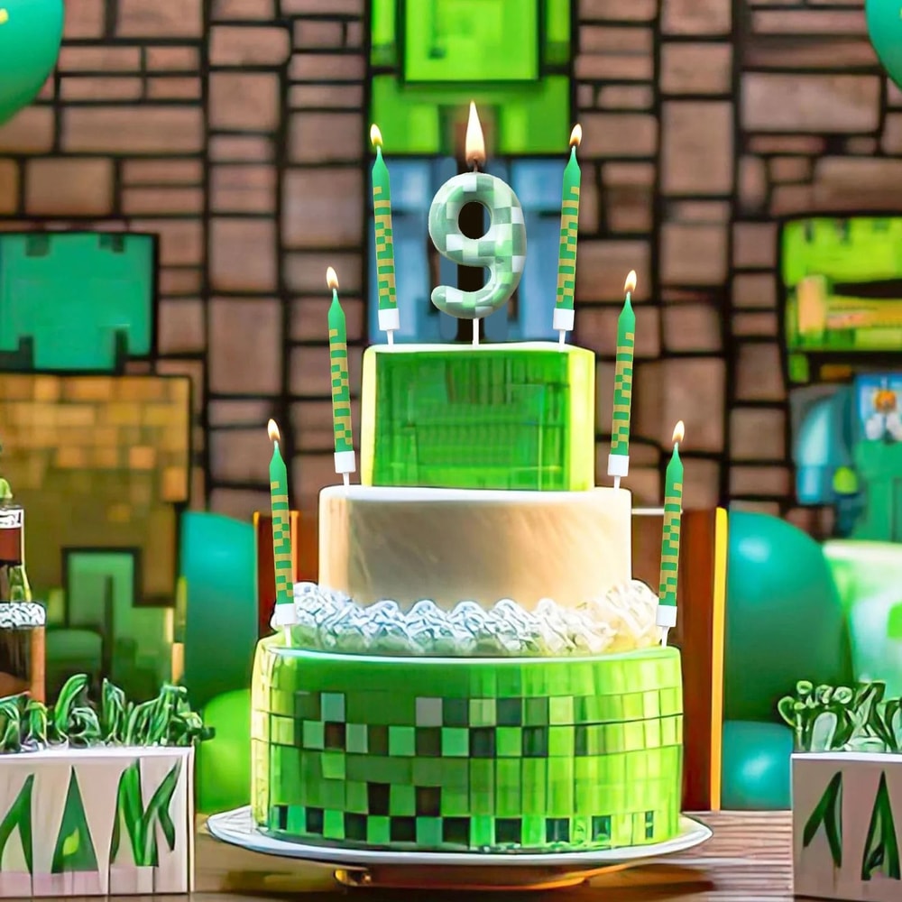7Piece Green Digital Cake Candle Set 0