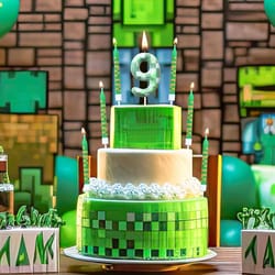 7-piece green digital cake candle set