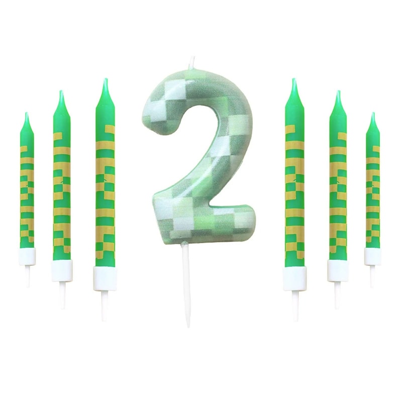 7Piece Green Digital Cake Candle Set 9