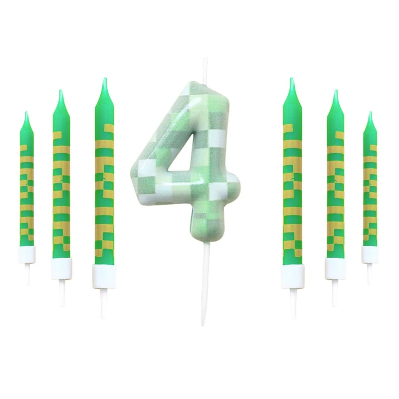 7Piece Green Digital Cake Candle Set 12