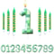 7Piece Green Digital Cake Candle Set 1