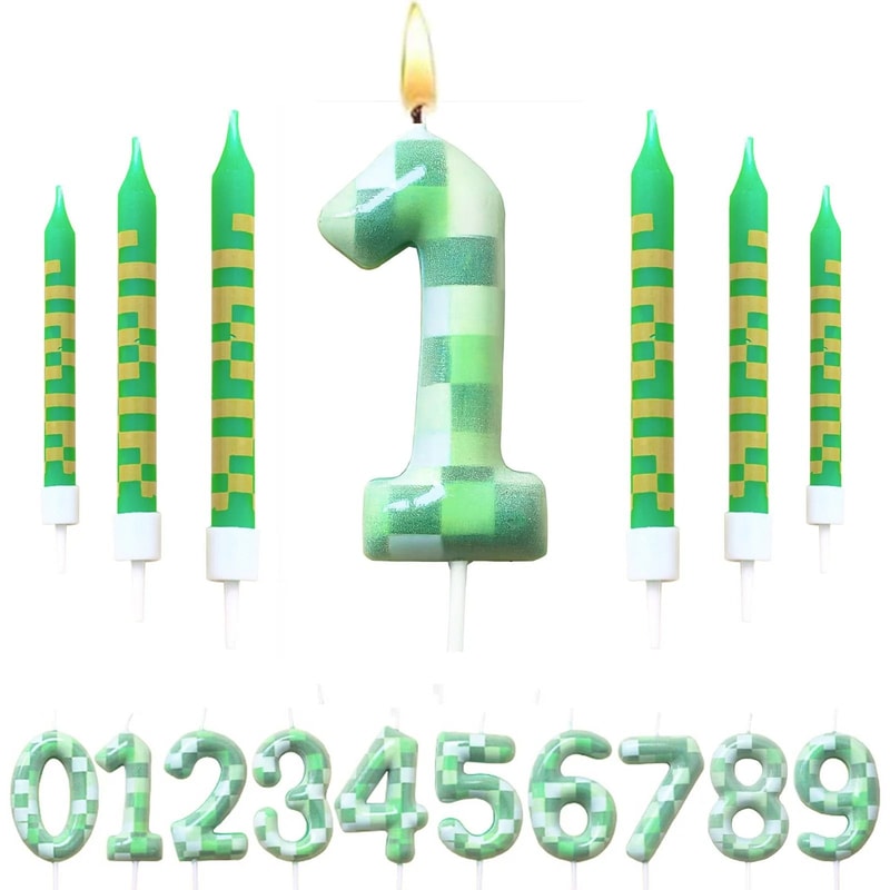 7Piece Green Digital Cake Candle Set 1