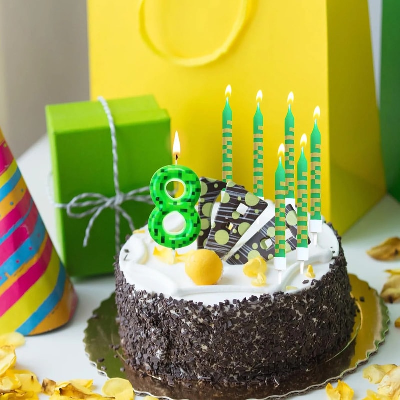 7Piece Green Digital Cake Candle Set 2