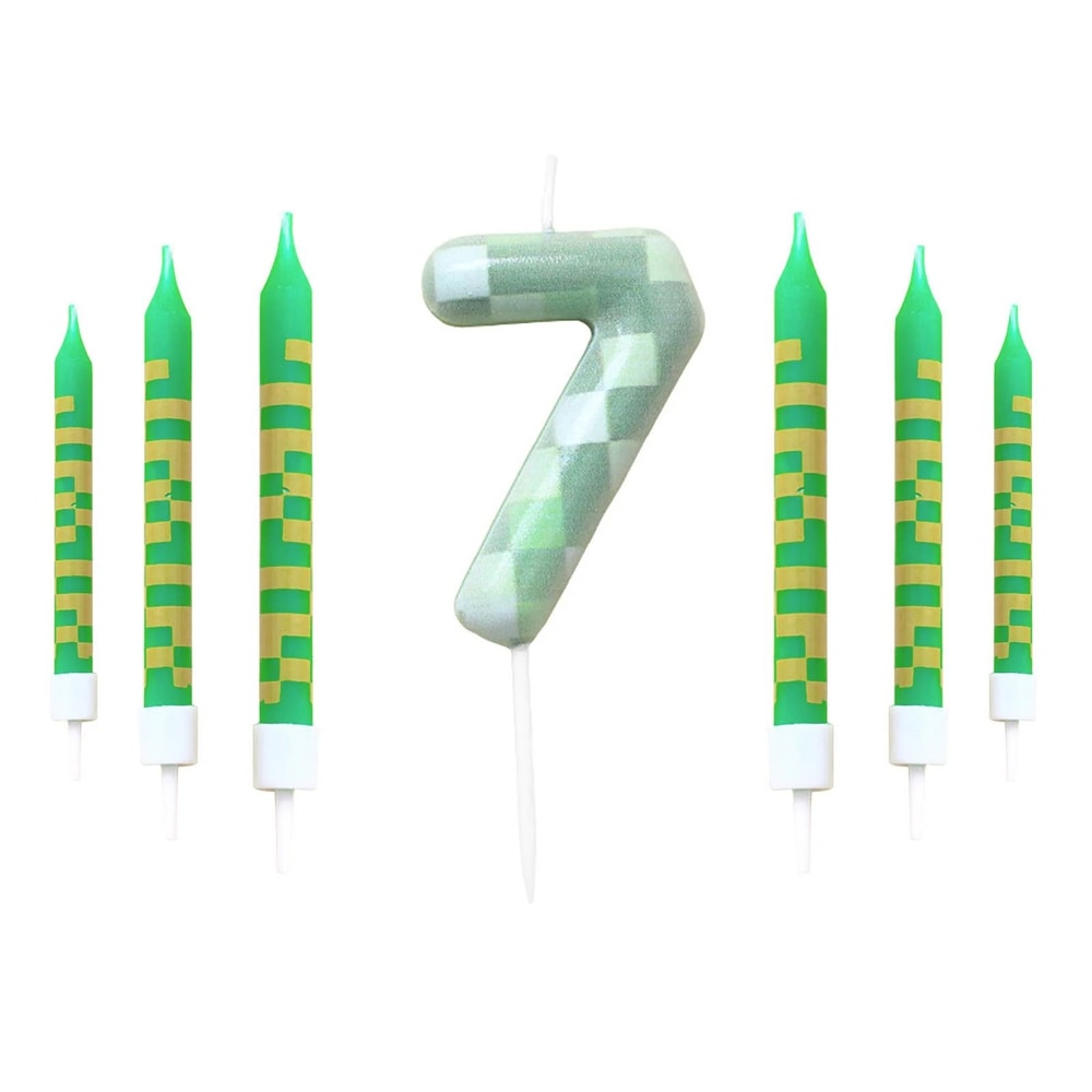7Piece Green Digital Cake Candle Set 6