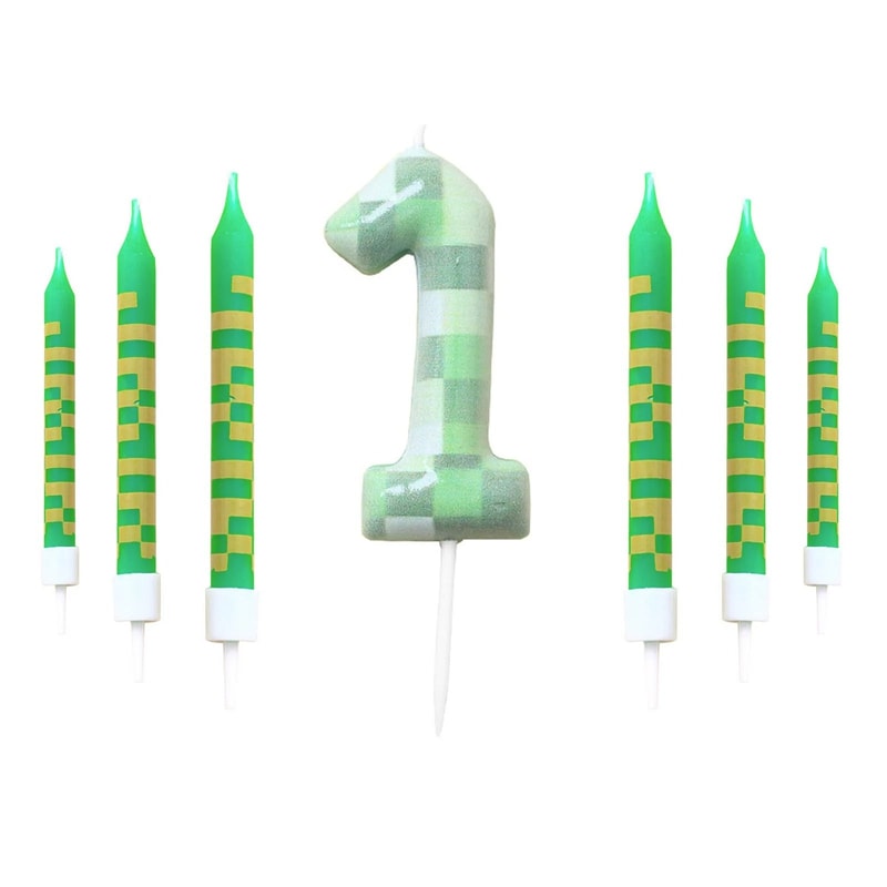 7Piece Green Digital Cake Candle Set 7