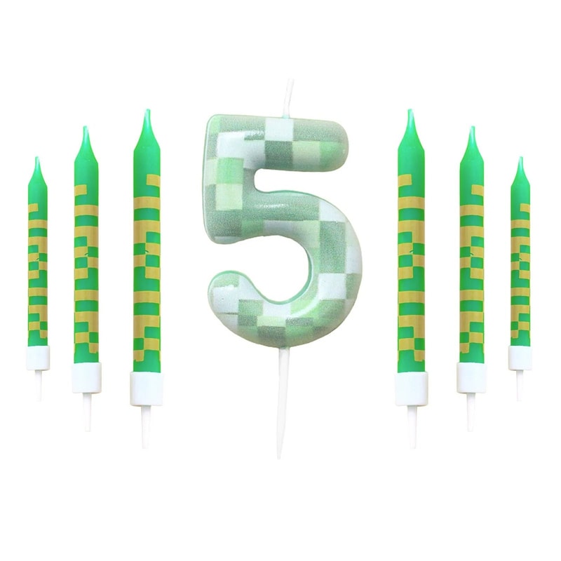 7Piece Green Digital Cake Candle Set 8