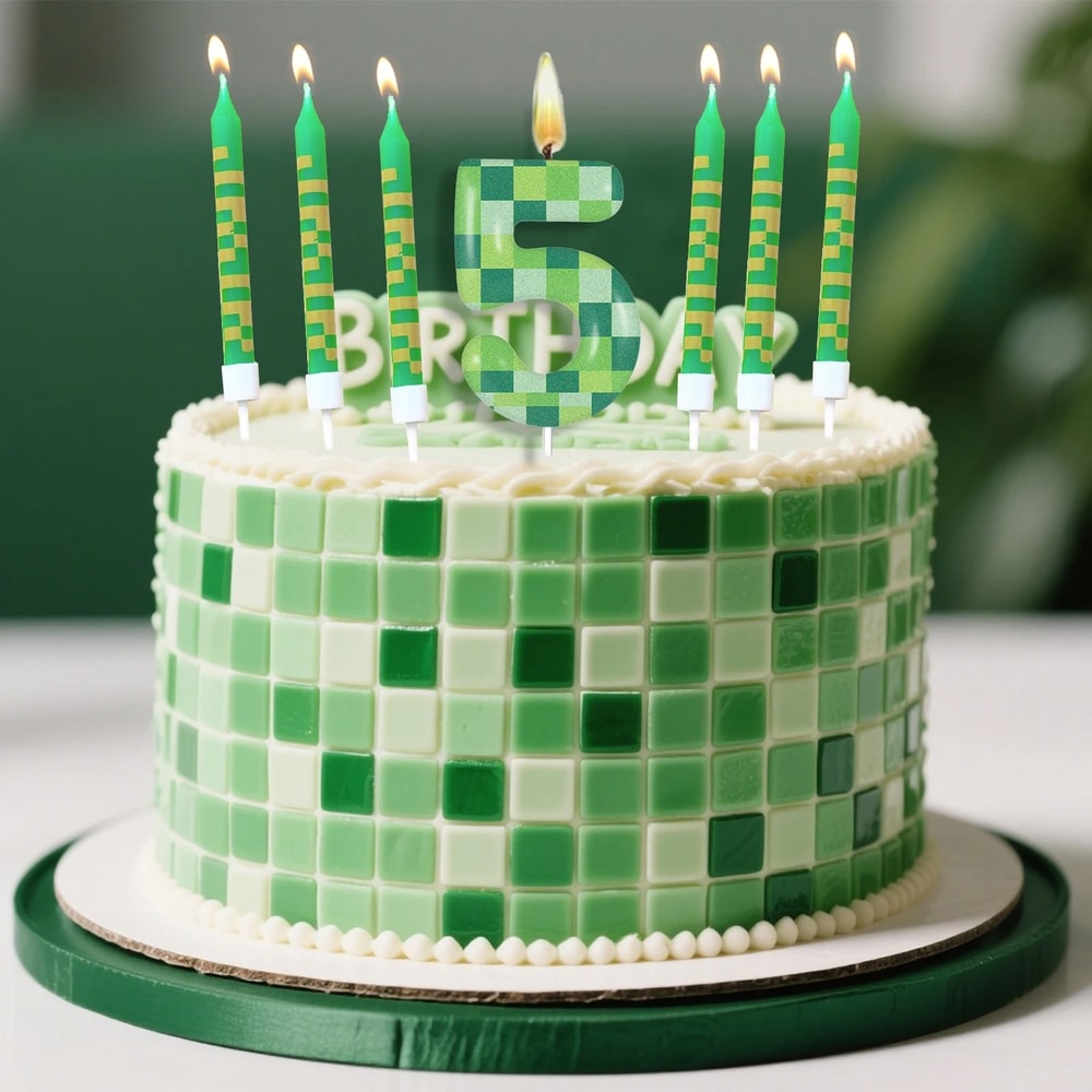 Pixelated Gamer Theme Birthday Candle Set 4