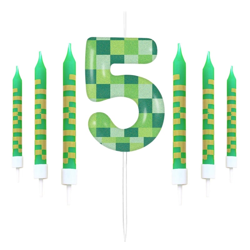 Pixelated Gamer Theme Birthday Candle Set 12