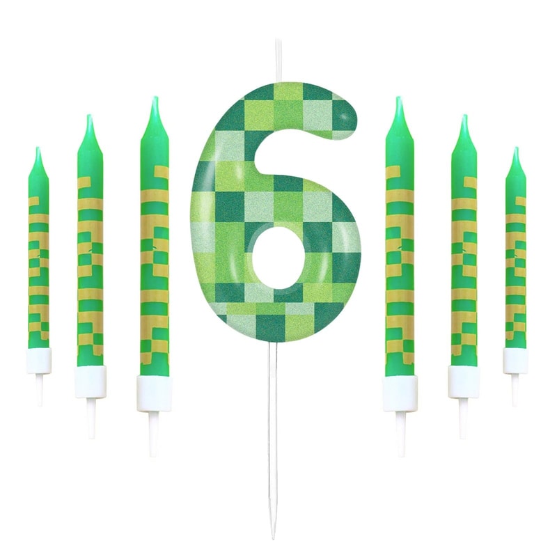 Pixelated Gamer Theme Birthday Candle Set 13
