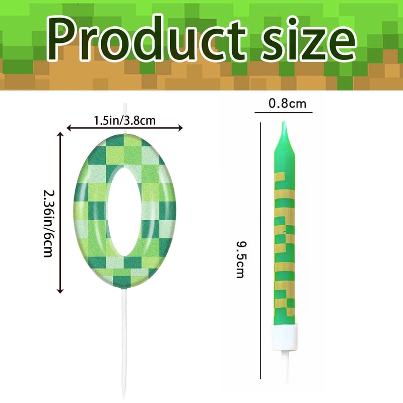 Pixelated Gamer Theme Birthday Candle Set 5