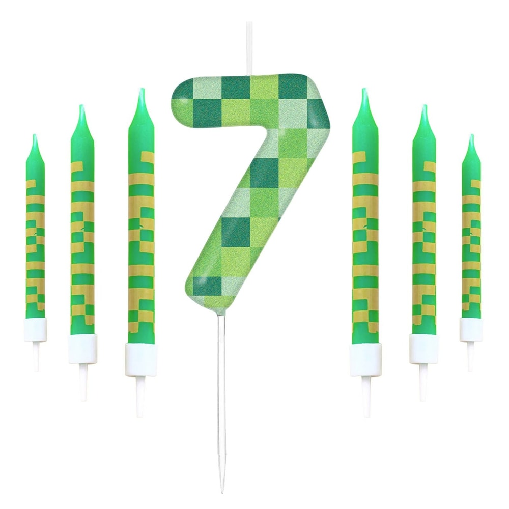 Pixelated Gamer Theme Birthday Candle Set 6