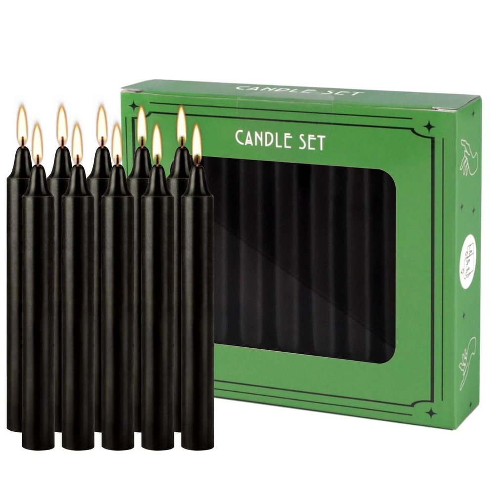 20 Piece Premium Black Taper Candle Set 0