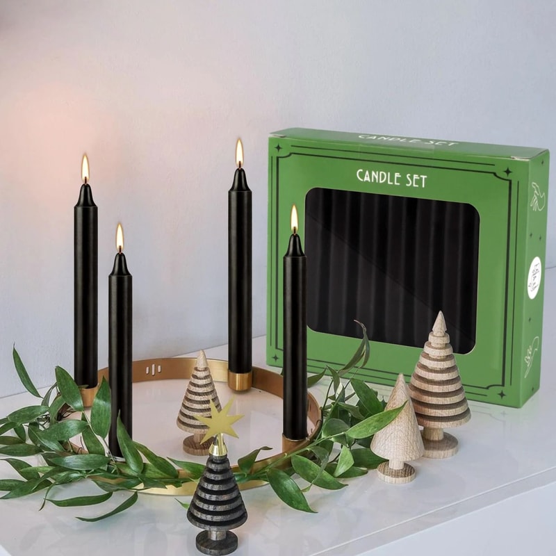 20 Piece Premium Black Taper Candle Set 3