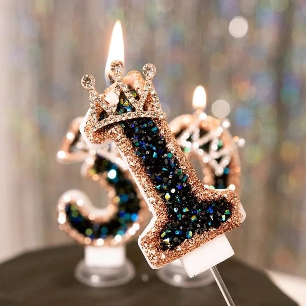 Black Diamond Crown Digital Birthday Candle 4