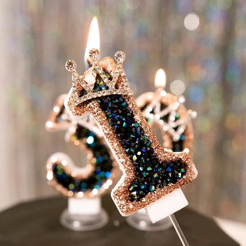 Black Diamond Crown Digital Birthday Candle 4