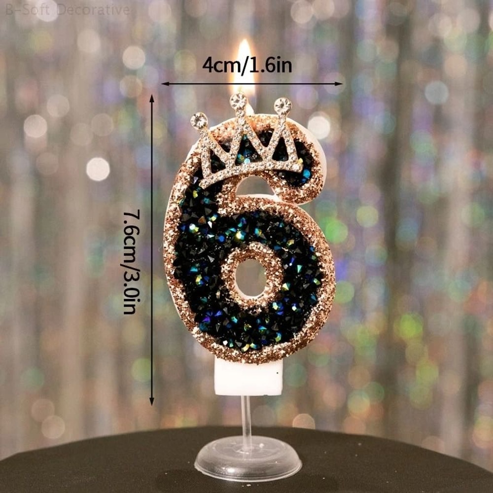 Black Diamond Crown Digital Birthday Candle 12