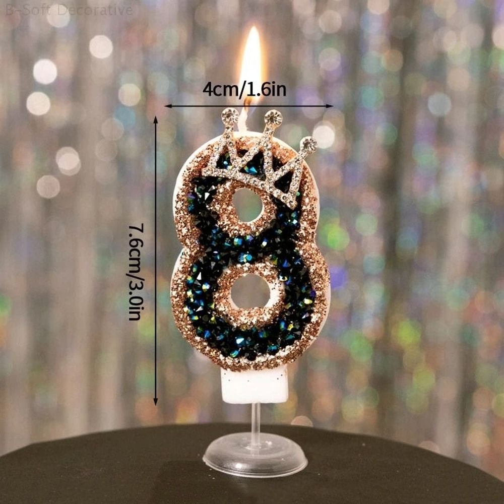 Black Diamond Crown Digital Birthday Candle 14