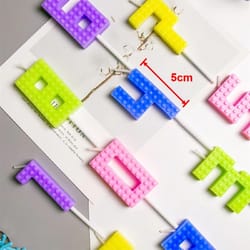 colorful pixel block gradient digital candle