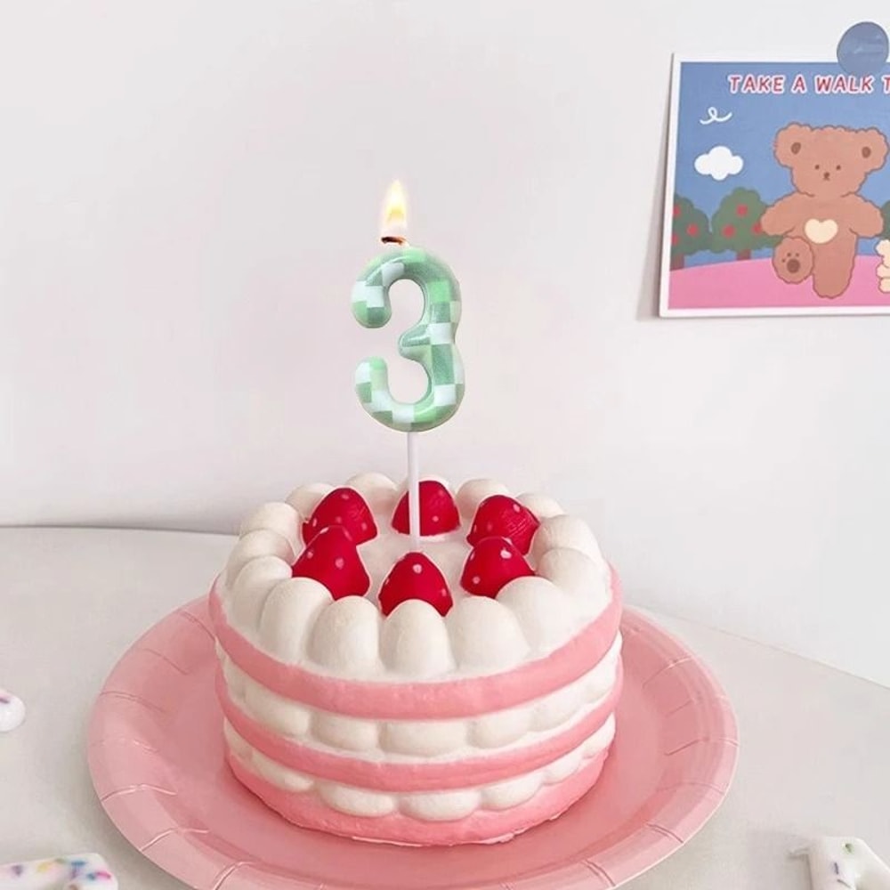 Green Theme Digital Birthday Cake Candle Set 1