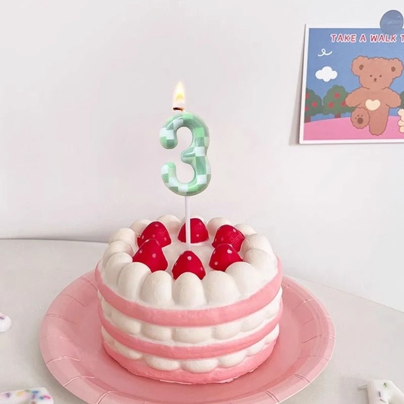 Green Theme Digital Birthday Cake Candle Set 1