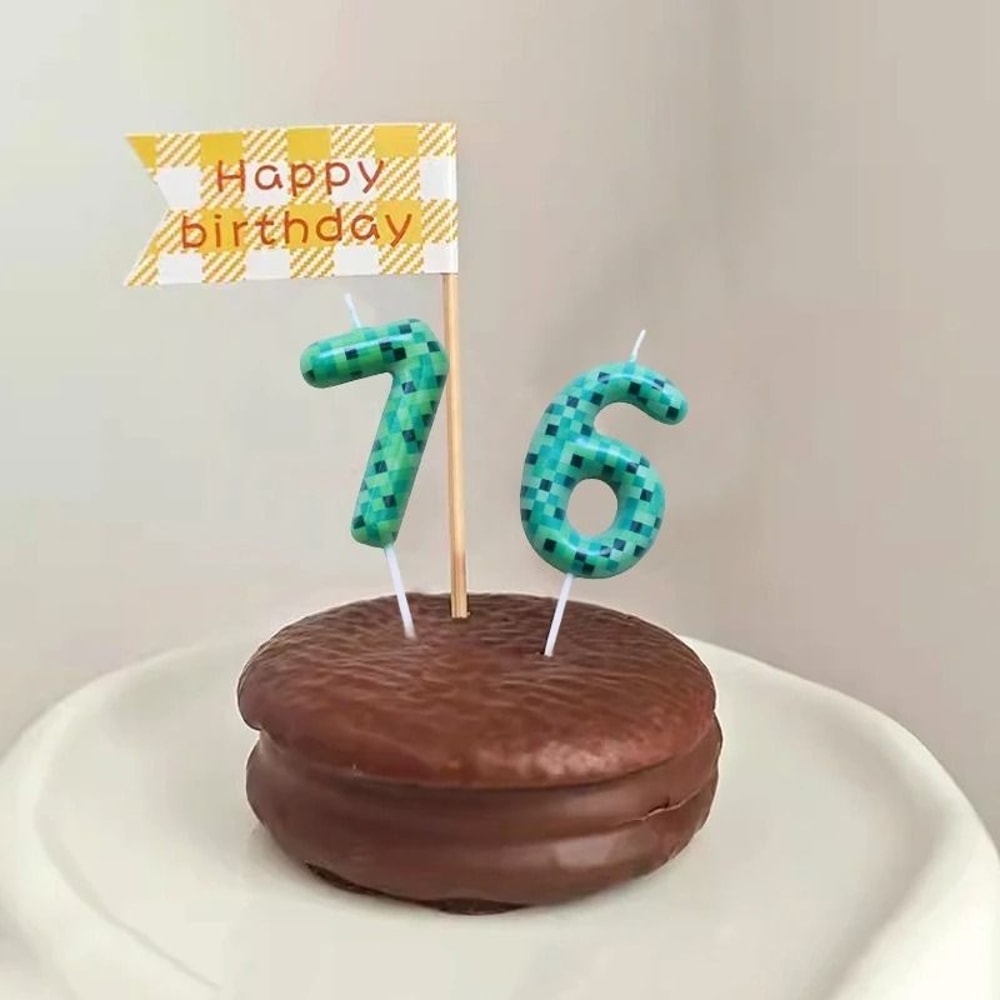 Green Theme Digital Birthday Cake Candle Set 3