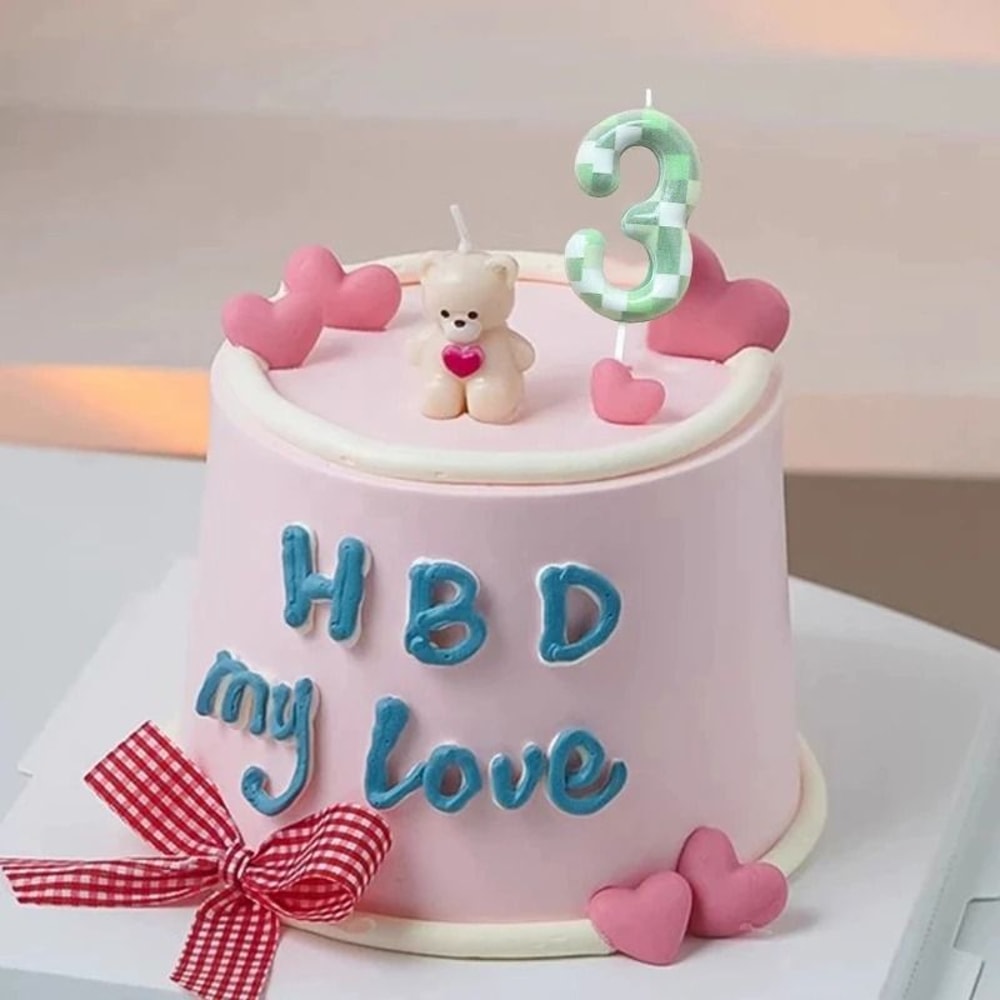 Green Theme Digital Birthday Cake Candle Set 4