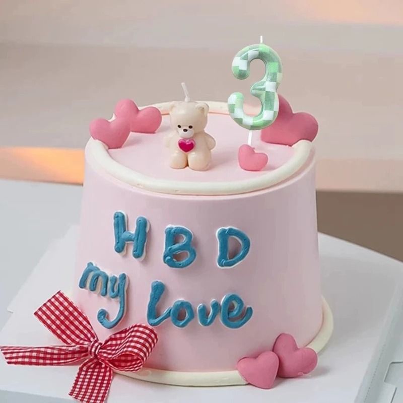 Green Theme Digital Birthday Cake Candle Set 4