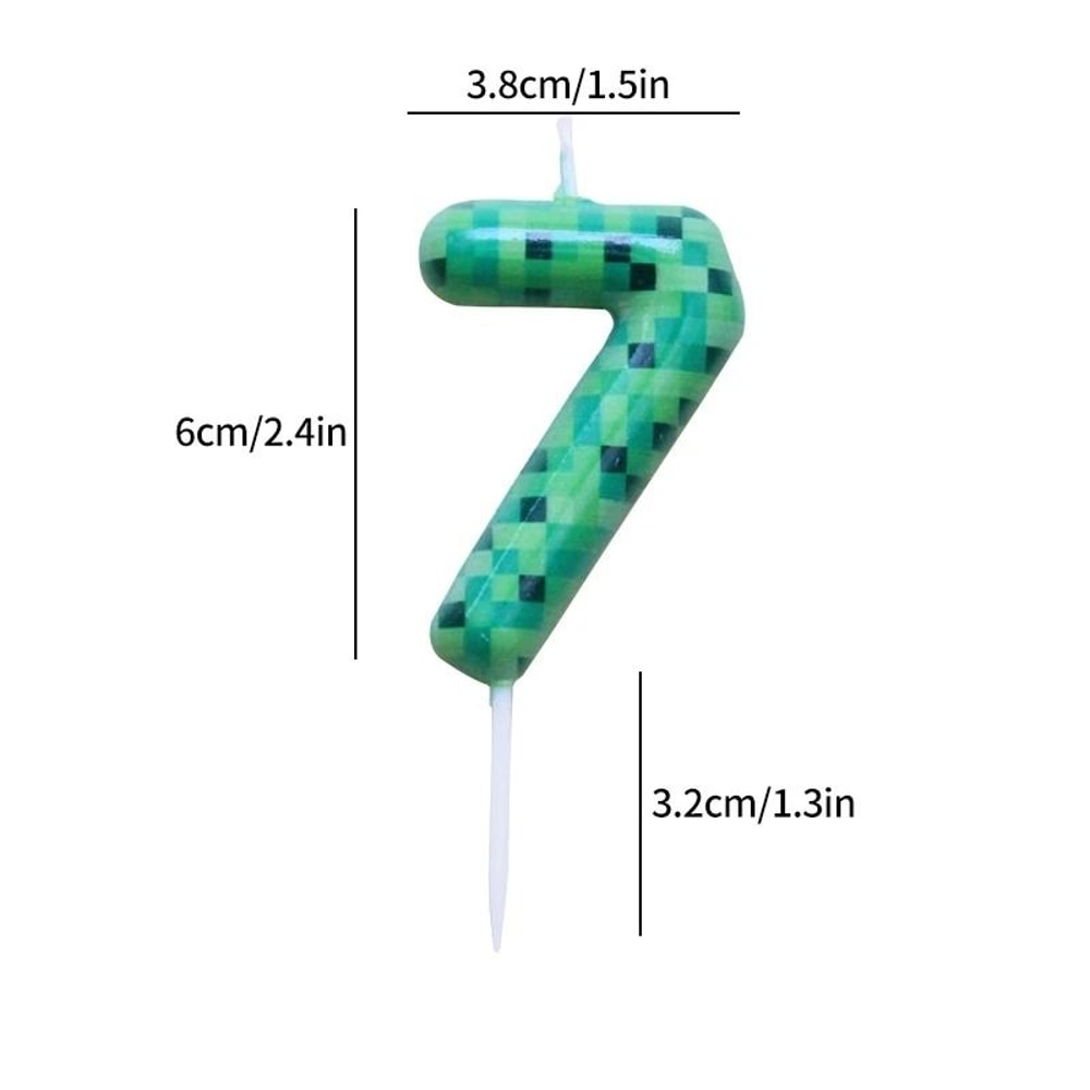Green Theme Digital Birthday Cake Candle Set 12