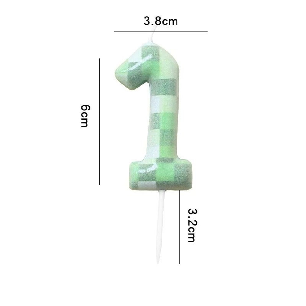 Green Theme Digital Birthday Cake Candle Set 7