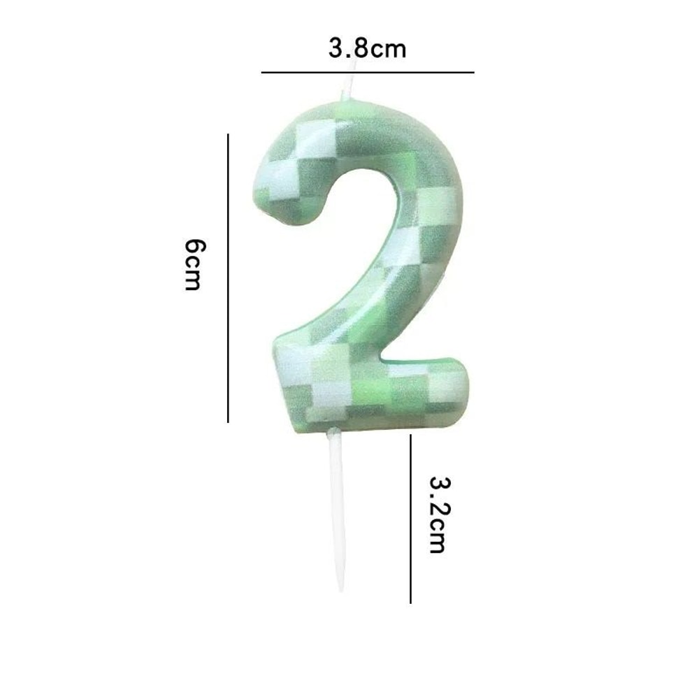 Green Theme Digital Birthday Cake Candle Set 8