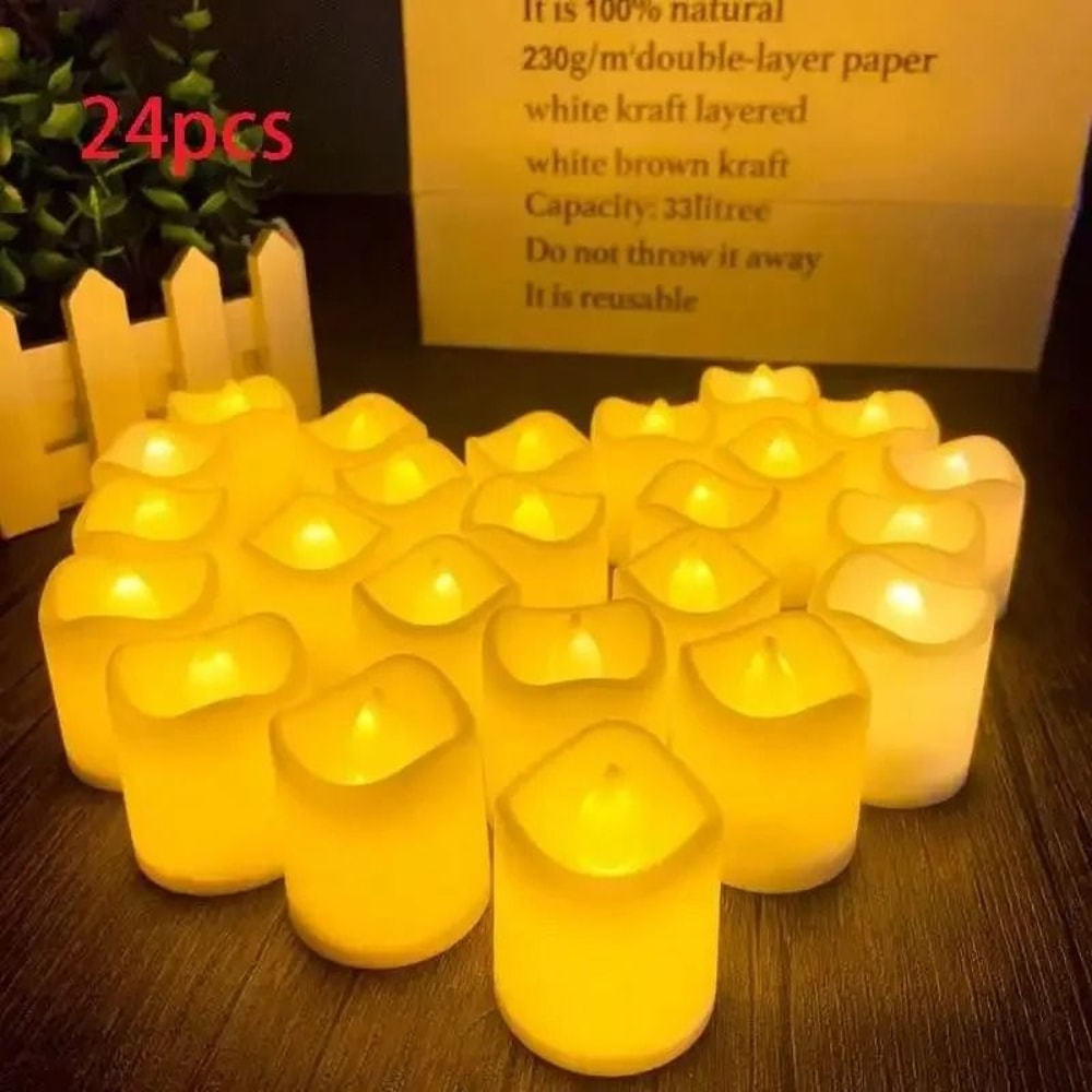 24Piece Red Shell Flameless LED Tea Lights 0