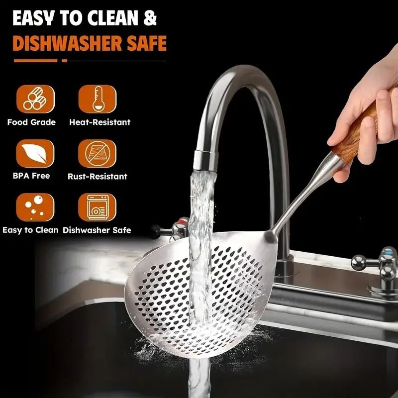 Stainless Steel Fine Mesh Short Handle Skimmer 3