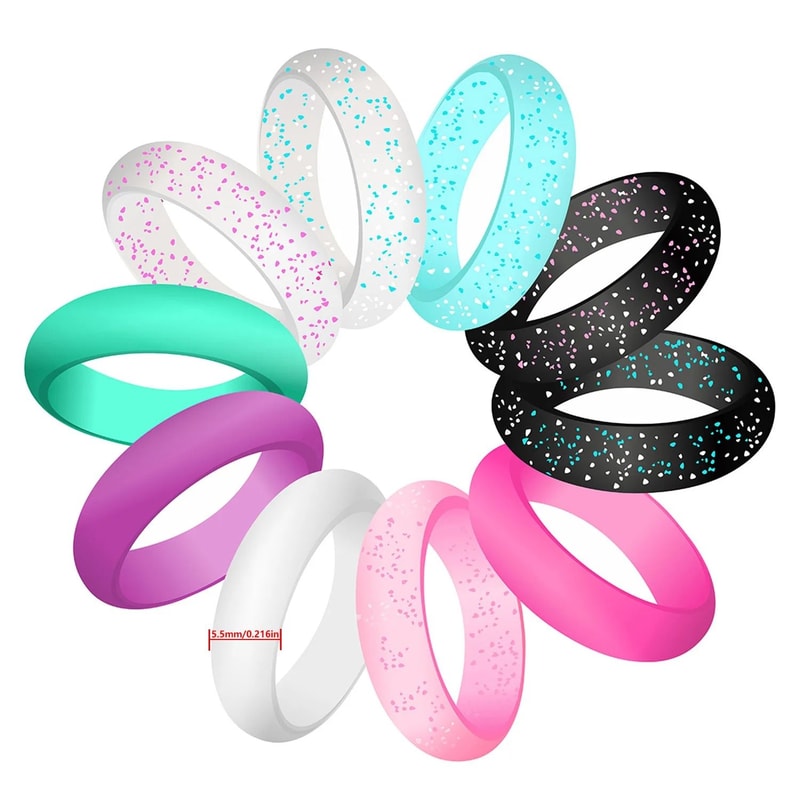 10 Piece Flexible Silicone Wedding Band And Engagement Collection 2