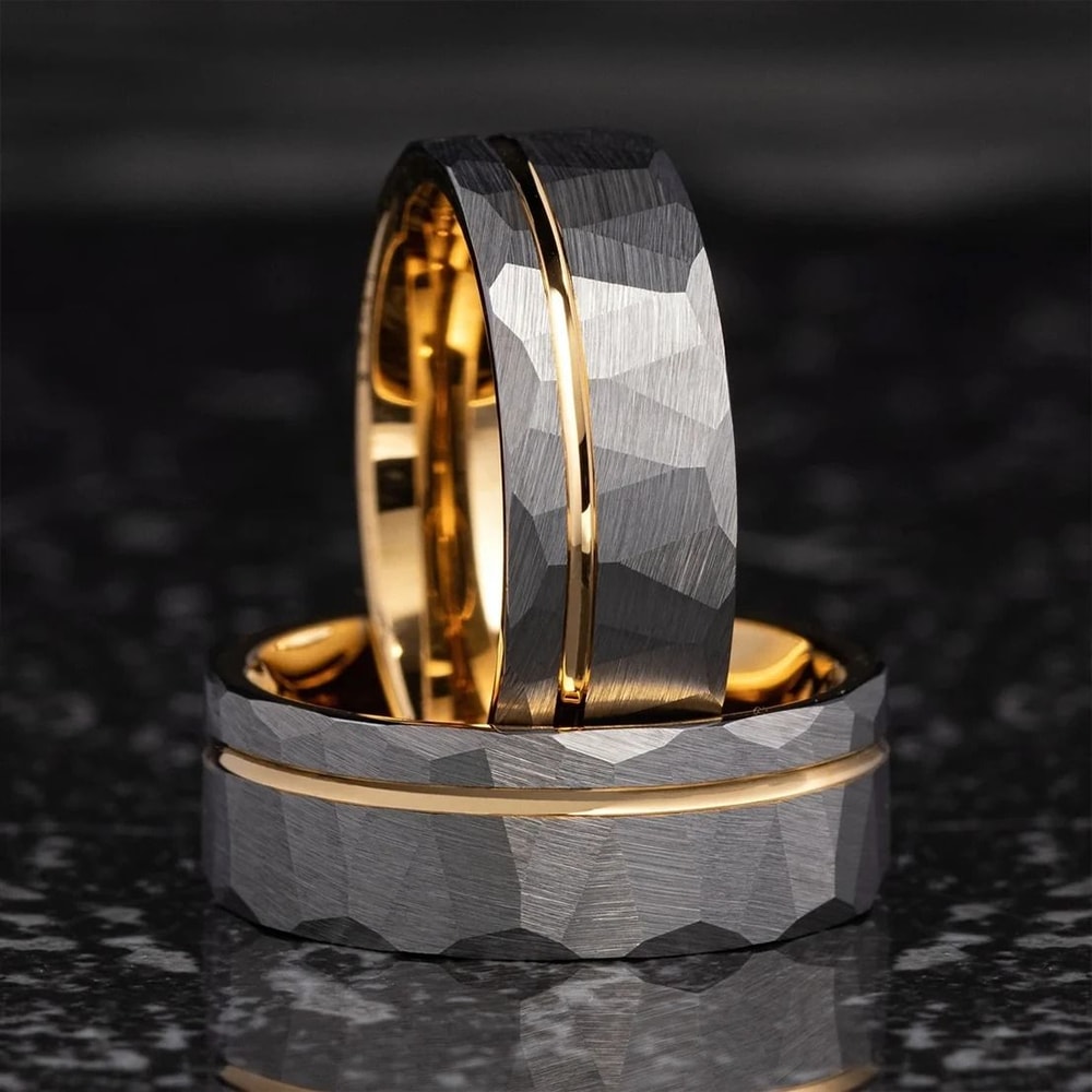 Hammered Tungsten Carbide Professional Wedding Band 4
