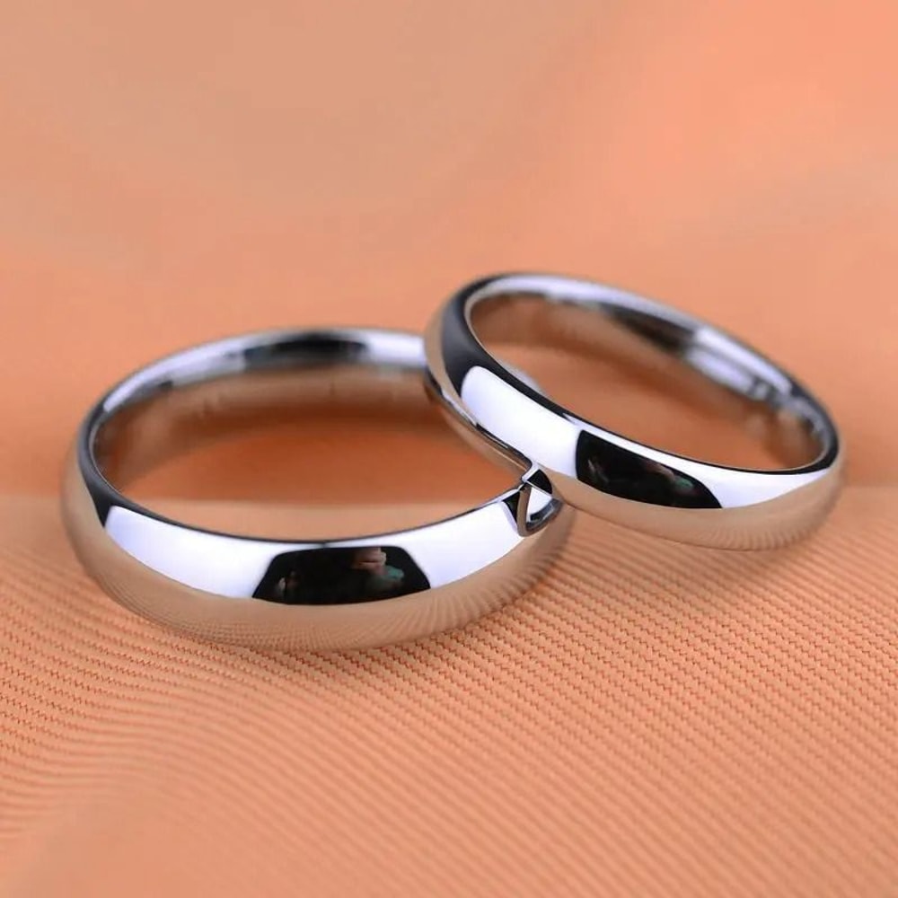 Customize Classic White Tungsten ScratchProof Permanent Wedding Ensemble 1