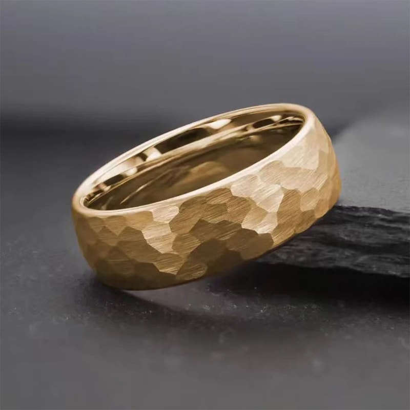 024in And 031in Gold Finish Hammered Tungsten Carbide Professional Ensemble 5