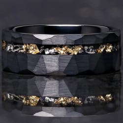 0.31 inch black meteorite inlay tungsten carbide performance ensemble