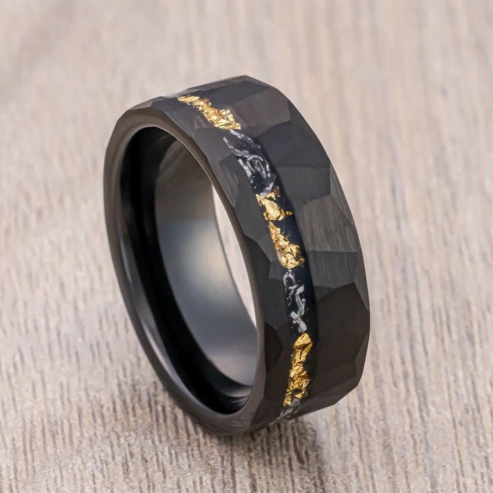 031 Inch Black Meteorite Inlay Tungsten Carbide Performance Ensemble 3