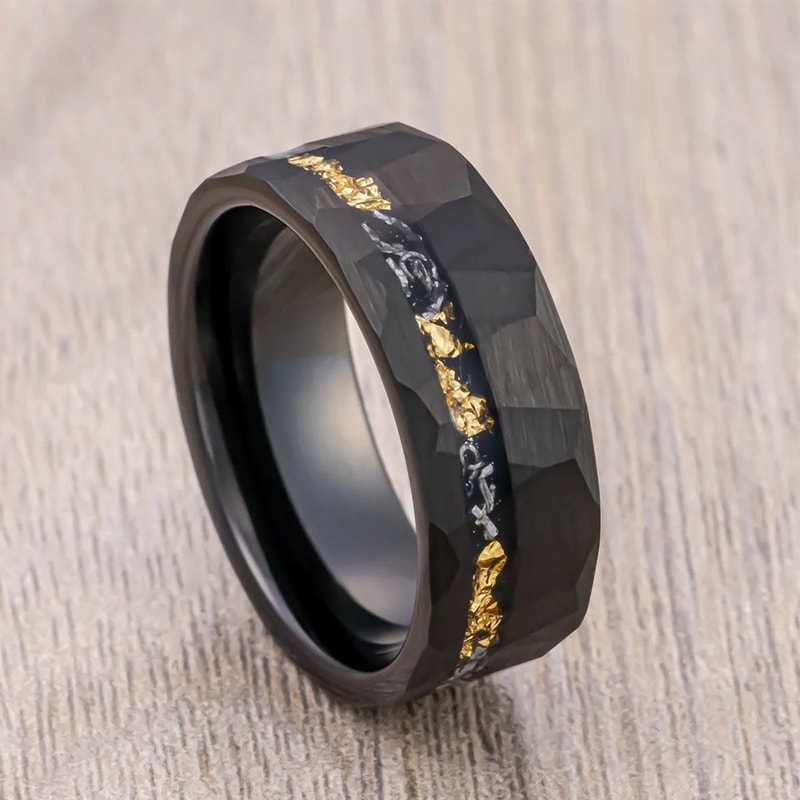 031 Inch Black Meteorite Inlay Tungsten Carbide Performance Ensemble 3