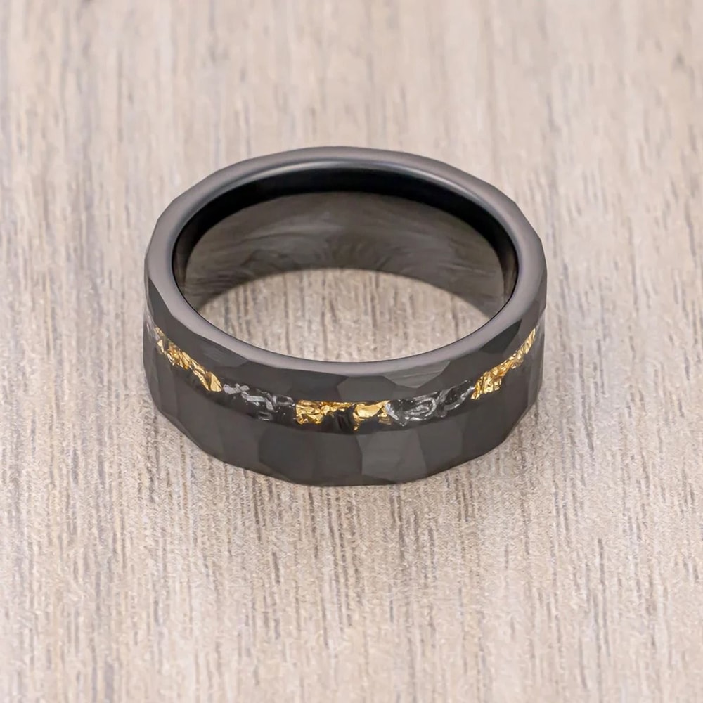 031 Inch Black Meteorite Inlay Tungsten Carbide Performance Ensemble 4