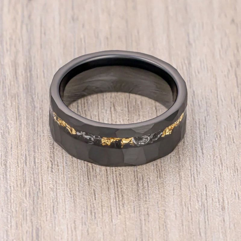 031 Inch Black Meteorite Inlay Tungsten Carbide Performance Ensemble 4