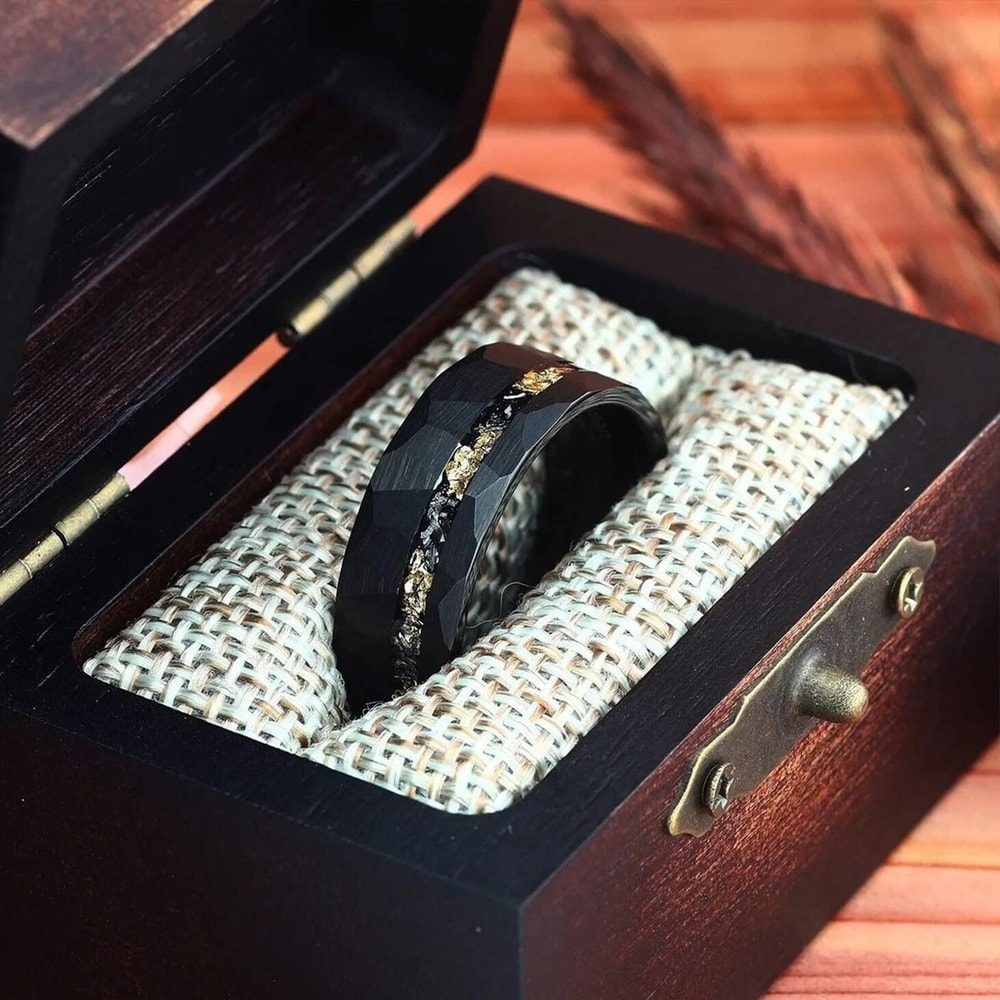 031 Inch Black Meteorite Inlay Tungsten Carbide Performance Ensemble 5