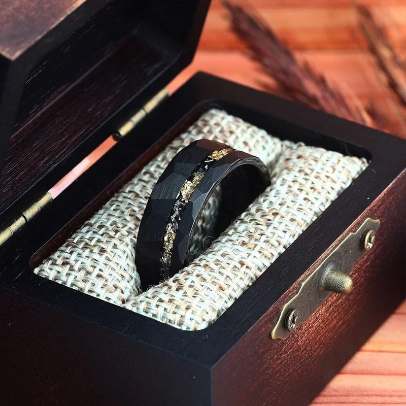 031 Inch Black Meteorite Inlay Tungsten Carbide Performance Ensemble 5