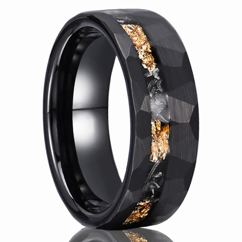 031 Inch Black Meteorite Inlay Tungsten Carbide Performance Ensemble 6
